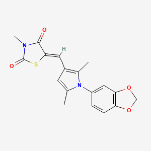 (5Z)-5-{[1-(2H-1,3-BENZODIOXOL-5-YL)-2,5-DIMETHYL-1H-PYRROL-3-YL]METHYLIDENE}-3-METHYL-1,3-THIAZOLIDINE-2,4-DIONE