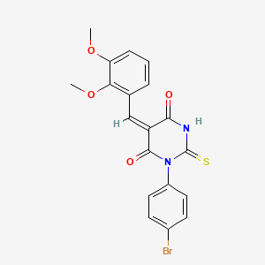 (5E)-1-(4-bromophenyl)-5-[(2,3-dimethoxyphenyl)methylidene]-2-sulfanylidene-1,3-diazinane-4,6-dione