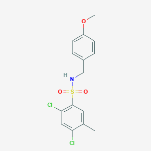 molecular formula C15H15Cl2NO3S B369319 2,4-dichloro-N-(4-methoxybenzyl)-5-methylbenzenesulfonamide CAS No. 1022723-71-2