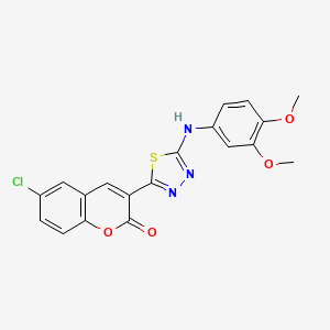 molecular formula C19H14ClN3O4S B3693309 6-chloro-3-{5-[(3,4-dimethoxyphenyl)amino]-1,3,4-thiadiazol-2-yl}-2H-chromen-2-one 