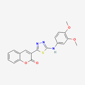 molecular formula C19H15N3O4S B3693337 3-[5-(3,4-Dimethoxyanilino)-1,3,4-thiadiazol-2-yl]chromen-2-one 