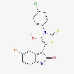 (3Z)-5-bromo-3-[3-(4-chlorophenyl)-4-oxo-2-thioxo-1,3-thiazolidin-5-ylidene]-1,3-dihydro-2H-indol-2-one