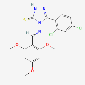 molecular formula C18H16Cl2N4O3S B3693483 3-(2,4-dichlorophenyl)-4-[(2,4,6-trimethoxyphenyl)methylideneamino]-1H-1,2,4-triazole-5-thione 