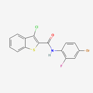 molecular formula C15H8BrClFNOS B3693485 N-(4-bromo-2-fluorophenyl)-3-chloro-1-benzothiophene-2-carboxamide 