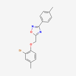 molecular formula C17H15BrN2O2 B3693506 5-[(2-bromo-4-methylphenoxy)methyl]-3-(4-methylphenyl)-1,2,4-oxadiazole 