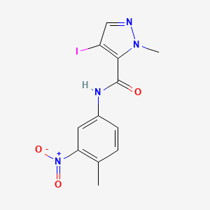 molecular formula C12H11IN4O3 B3693526 4-iodo-1-methyl-N-(4-methyl-3-nitrophenyl)-1H-pyrazole-5-carboxamide 