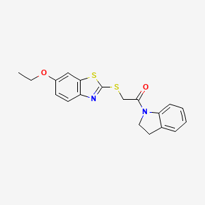 molecular formula C19H18N2O2S2 B3693542 2-(6-Ethoxybenzothiazol-2-ylthio)-1-indolinylethan-1-one 