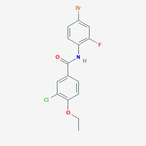 molecular formula C15H12BrClFNO2 B3693552 N-(4-bromo-2-fluorophenyl)-3-chloro-4-ethoxybenzamide 