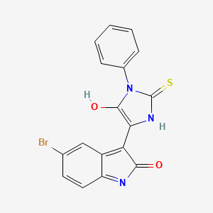 5-BROMO-3-[(4Z)-5-OXO-1-PHENYL-2-SULFANYLIDENEIMIDAZOLIDIN-4-YLIDENE]-2,3-DIHYDRO-1H-INDOL-2-ONE