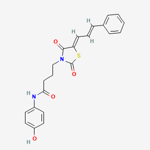 molecular formula C22H20N2O4S B3693589 4-[2,4-dioxo-5-(3-phenyl-2-propen-1-ylidene)-1,3-thiazolidin-3-yl]-N-(4-hydroxyphenyl)butanamide 