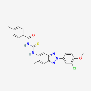 molecular formula C23H20ClN5O2S B3693597 N-({[2-(3-chloro-4-methoxyphenyl)-6-methyl-2H-1,2,3-benzotriazol-5-yl]amino}carbonothioyl)-4-methylbenzamide 