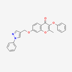 molecular formula C26H20N2O4 B3693656 2-Methyl-3-phenoxy-7-[(1-phenylpyrazol-4-yl)methoxy]chromen-4-one 