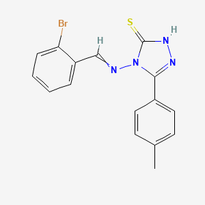 molecular formula C16H13BrN4S B3693661 4-[(2-bromobenzylidene)amino]-5-(4-methylphenyl)-4H-1,2,4-triazole-3-thiol 