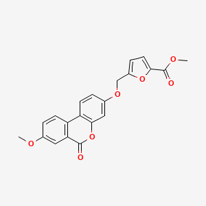 molecular formula C21H16O7 B3693672 methyl 5-{[(8-methoxy-6-oxo-6H-benzo[c]chromen-3-yl)oxy]methyl}-2-furoate 