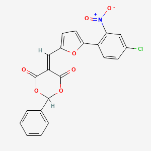 molecular formula C21H12ClNO7 B3693719 5-{[5-(4-chloro-2-nitrophenyl)-2-furyl]methylene}-2-phenyl-1,3-dioxane-4,6-dione 