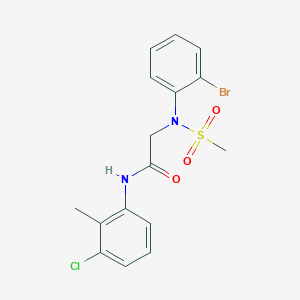 molecular formula C16H16BrClN2O3S B3693730 N~2~-(2-bromophenyl)-N~1~-(3-chloro-2-methylphenyl)-N~2~-(methylsulfonyl)glycinamide 