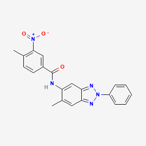 molecular formula C21H17N5O3 B3693736 4-methyl-N-(6-methyl-2-phenyl-2H-1,2,3-benzotriazol-5-yl)-3-nitrobenzamide 