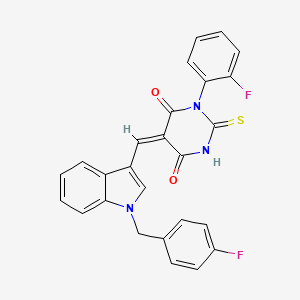 (5E)-5-{[1-(4-fluorobenzyl)-1H-indol-3-yl]methylidene}-1-(2-fluorophenyl)-2-thioxodihydropyrimidine-4,6(1H,5H)-dione