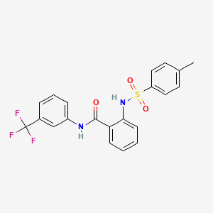 molecular formula C21H17F3N2O3S B3693788 2-{[(4-METHYLPHENYL)SULFONYL]AMINO}-N~1~-[3-(TRIFLUOROMETHYL)PHENYL]BENZAMIDE 