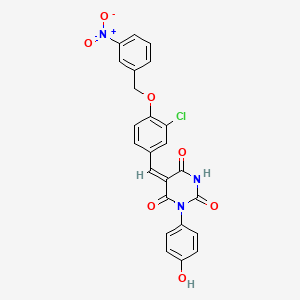 molecular formula C24H16ClN3O7 B3693792 (5E)-5-[[3-chloro-4-[(3-nitrophenyl)methoxy]phenyl]methylidene]-1-(4-hydroxyphenyl)-1,3-diazinane-2,4,6-trione 