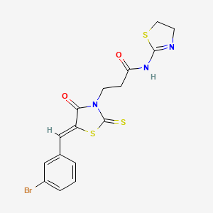 molecular formula C16H14BrN3O2S3 B3693928 3-[5-(3-bromobenzylidene)-4-oxo-2-thioxo-1,3-thiazolidin-3-yl]-N-(4,5-dihydro-1,3-thiazol-2-yl)propanamide 