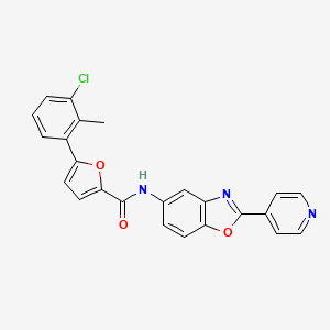 5-(3-chloro-2-methylphenyl)-N-[2-(pyridin-4-yl)-1,3-benzoxazol-5-yl]furan-2-carboxamide