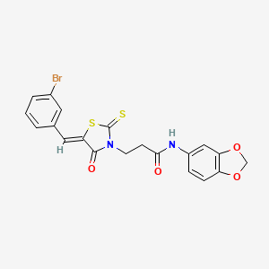 N-1,3-benzodioxol-5-yl-3-[5-(3-bromobenzylidene)-4-oxo-2-thioxo-1,3-thiazolidin-3-yl]propanamide