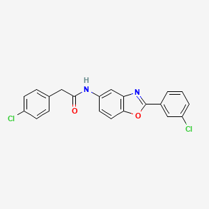 2-(4-chlorophenyl)-N-[2-(3-chlorophenyl)-1,3-benzoxazol-5-yl]acetamide