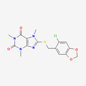 8-{[(6-chloro-1,3-benzodioxol-5-yl)methyl]thio}-1,3,7-trimethyl-3,7-dihydro-1H-purine-2,6-dione