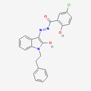 5-chloro-2-hydroxy-N'-[(3Z)-2-oxo-1-(2-phenylethyl)-1,2-dihydro-3H-indol-3-ylidene]benzohydrazide