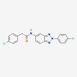 molecular formula C20H14Cl2N4O B3694187 2-(4-chlorophenyl)-N-[2-(4-chlorophenyl)-2H-1,2,3-benzotriazol-5-yl]acetamide 