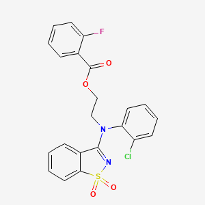 2-[2-CHLORO(1,1-DIOXO-1H-1,2-BENZISOTHIAZOL-3-YL)ANILINO]ETHYL 2-FLUOROBENZOATE