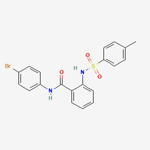 molecular formula C20H17BrN2O3S B3694356 N-(4-bromophenyl)-2-{[(4-methylphenyl)sulfonyl]amino}benzamide 