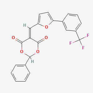 molecular formula C22H13F3O5 B3694429 2-phenyl-5-({5-[3-(trifluoromethyl)phenyl]-2-furyl}methylene)-1,3-dioxane-4,6-dione 