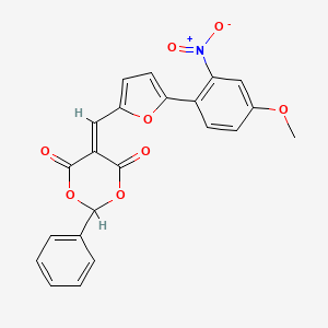 molecular formula C22H15NO8 B3694454 5-{[5-(4-methoxy-2-nitrophenyl)-2-furyl]methylene}-2-phenyl-1,3-dioxane-4,6-dione 