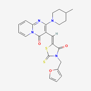 3-{(Z)-[3-(2-Furylmethyl)-4-oxo-2-thioxo-1,3-thiazolidin-5-ylidene]methyl}-2-(4-methyl-1-piperidinyl)-4H-pyrido[1,2-A]pyrimidin-4-one