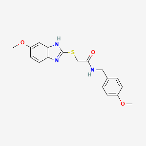 molecular formula C18H19N3O3S B3694485 2-[(5-methoxy-1H-benzimidazol-2-yl)thio]-N-(4-methoxybenzyl)acetamide 