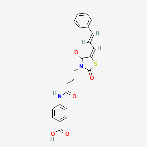 4-({4-[2,4-dioxo-5-(3-phenyl-2-propen-1-ylidene)-1,3-thiazolidin-3-yl]butanoyl}amino)benzoic acid