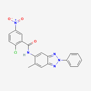 molecular formula C20H14ClN5O3 B3694584 2-chloro-N-(6-methyl-2-phenyl-2H-1,2,3-benzotriazol-5-yl)-5-nitrobenzamide 