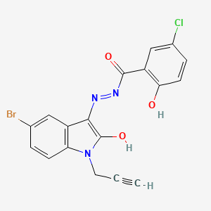 N'-[5-bromo-2-oxo-1-(2-propyn-1-yl)-1,2-dihydro-3H-indol-3-ylidene]-5-chloro-2-hydroxybenzohydrazide