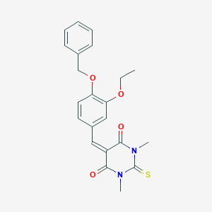 molecular formula C22H22N2O4S B3694751 5-[4-(benzyloxy)-3-ethoxybenzylidene]-1,3-dimethyl-2-thioxodihydro-4,6(1H,5H)-pyrimidinedione 