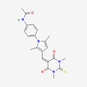 N-[4-[3-[(1,3-dimethyl-4,6-dioxo-2-sulfanylidene-1,3-diazinan-5-ylidene)methyl]-2,5-dimethylpyrrol-1-yl]phenyl]acetamide