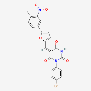 molecular formula C22H14BrN3O6 B3694781 1-(4-bromophenyl)-5-{[5-(4-methyl-3-nitrophenyl)-2-furyl]methylene}-2,4,6(1H,3H,5H)-pyrimidinetrione 