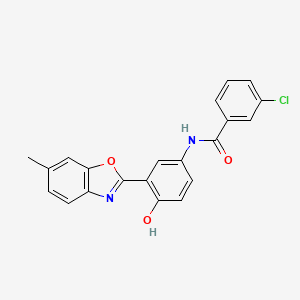 molecular formula C21H15ClN2O3 B3694786 3-chloro-N-[4-hydroxy-3-(6-methyl-1,3-benzoxazol-2-yl)phenyl]benzamide 