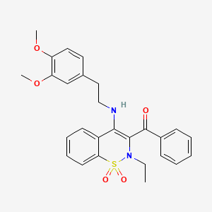 (4-{[2-(3,4-dimethoxyphenyl)ethyl]amino}-2-ethyl-1,1-dioxido-2H-1,2-benzothiazin-3-yl)(phenyl)methanone