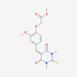 methyl {4-[(1,3-dimethyl-4,6-dioxo-2-thioxotetrahydro-5(2H)-pyrimidinylidene)methyl]-2-methoxyphenoxy}acetate