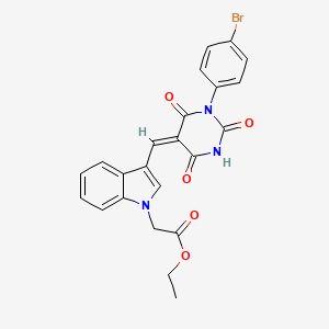 molecular formula C23H18BrN3O5 B3694907 ETHYL 2-(3-{[(5E)-1-(4-BROMOPHENYL)-2,4,6-TRIOXO-1,3-DIAZINAN-5-YLIDENE]METHYL}-1H-INDOL-1-YL)ACETATE 