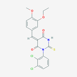 molecular formula C20H16Cl2N2O4S B3694953 1-(2,3-dichlorophenyl)-5-(3-ethoxy-4-methoxybenzylidene)-2-thioxodihydro-4,6(1H,5H)-pyrimidinedione 