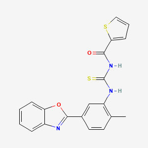 molecular formula C20H15N3O2S2 B3694972 N-{[5-(1,3-benzoxazol-2-yl)-2-methylphenyl]carbamothioyl}thiophene-2-carboxamide CAS No. 6314-13-2