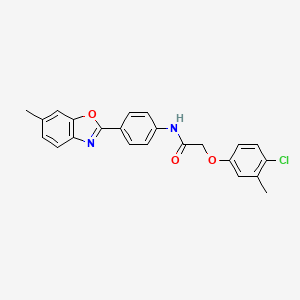 2-(4-chloro-3-methylphenoxy)-N-[4-(6-methyl-1,3-benzoxazol-2-yl)phenyl]acetamide